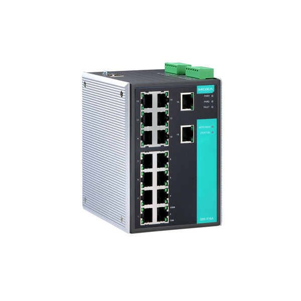 Moxa Managed Ethernet Switch W/ 16 10/100Baset(X)Ports, 0 To 60°C EDS-516A